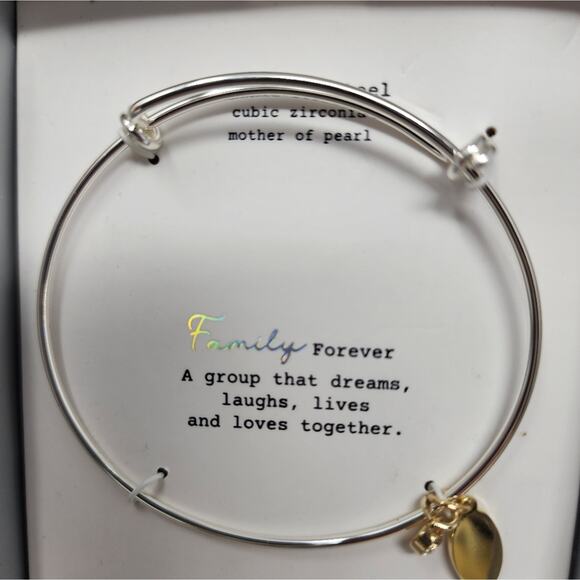 Family Forever Bracelot Gift Idea New in Package Cubic Zirconia Mother of Pearl - Picture 2 of 9